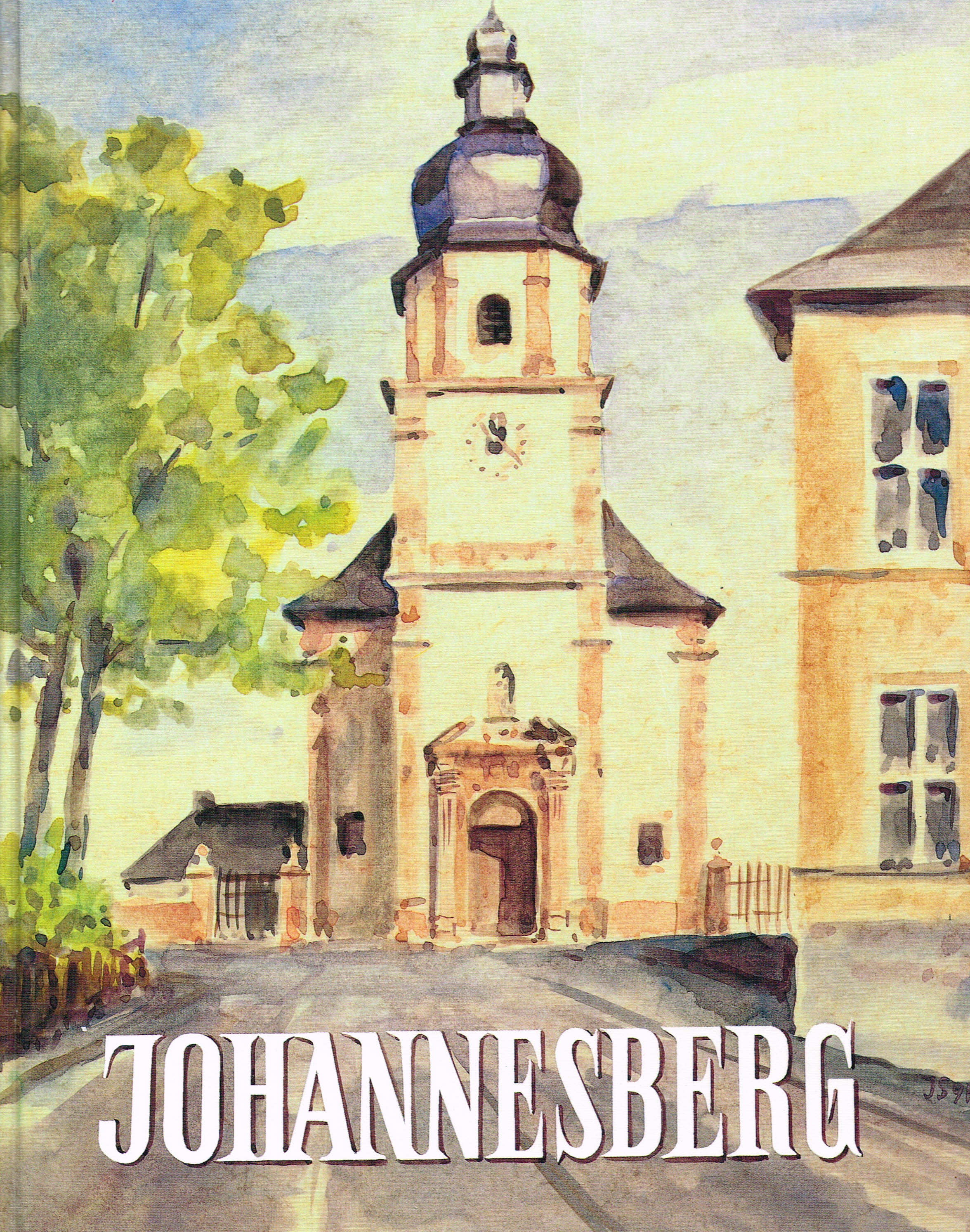 Das Bild zeigt eine Kirche mit dem Text Johannesberg davor
